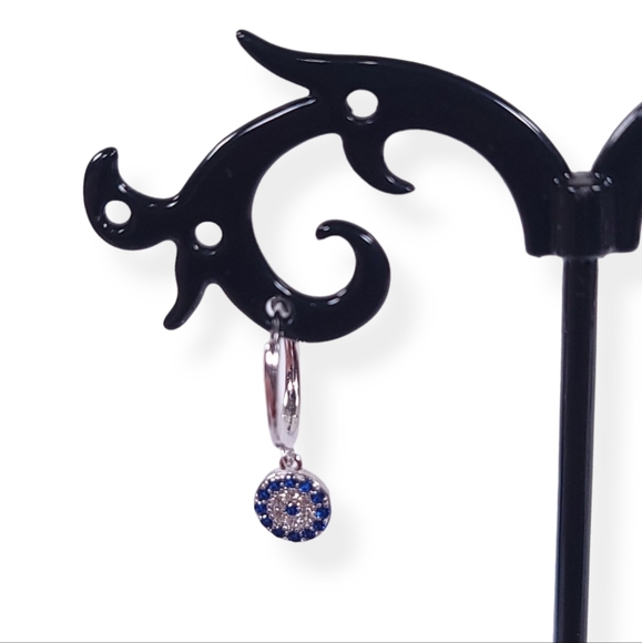 New! Evil earrings Style Sterling Silver Plating Ear Hoop - Picture 4 of 5